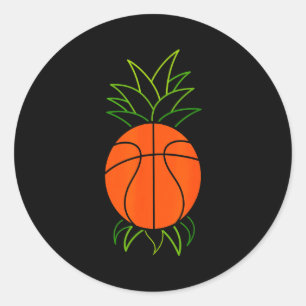 Pegatina Redonda Piña hawaiana linda baloncesto deporte verano