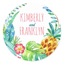 piña manzanas palmeras tropicales boda playa