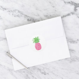 Pegatina Redonda Piña Rosa Preppy