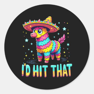 Pegatina Redonda Pinatas, Fiesta mexicano, yo hubiera llegado al Ci
