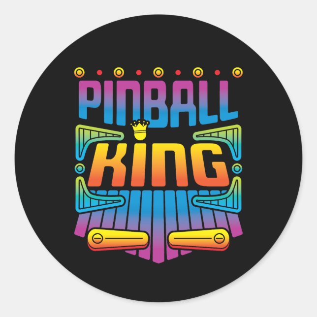 Pegatina Redonda Pinball King Arcade Game Player (Anverso)