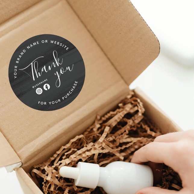 Pegatina Redonda Pincel blanco negro gracias a los medios sociales (Subido por el creador)