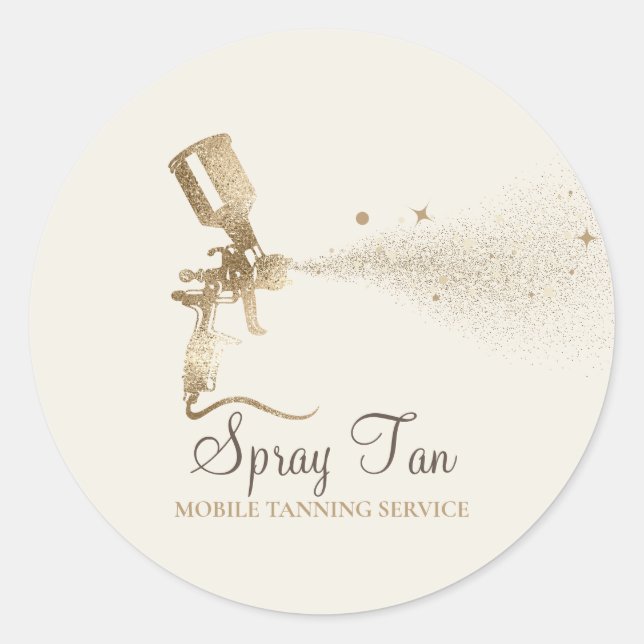 Pegatina Redonda Pincel de aire de curtido móvil de Ivory Beige Tan (Anverso)