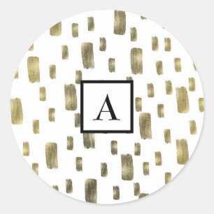 Pegatina Redonda Pincel Moderno Dorado Cobre Bronce Destello