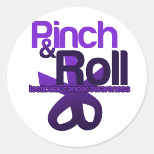 Pegatina Redonda Pinch y Roll para la Conciencia Testicular sobre e