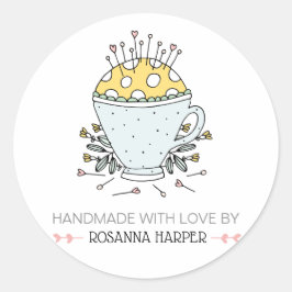 Pegatina Redonda Pincushion Quilter Saving Biz