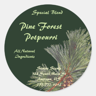 Pegatina Redonda Pine Bough on Forest Green