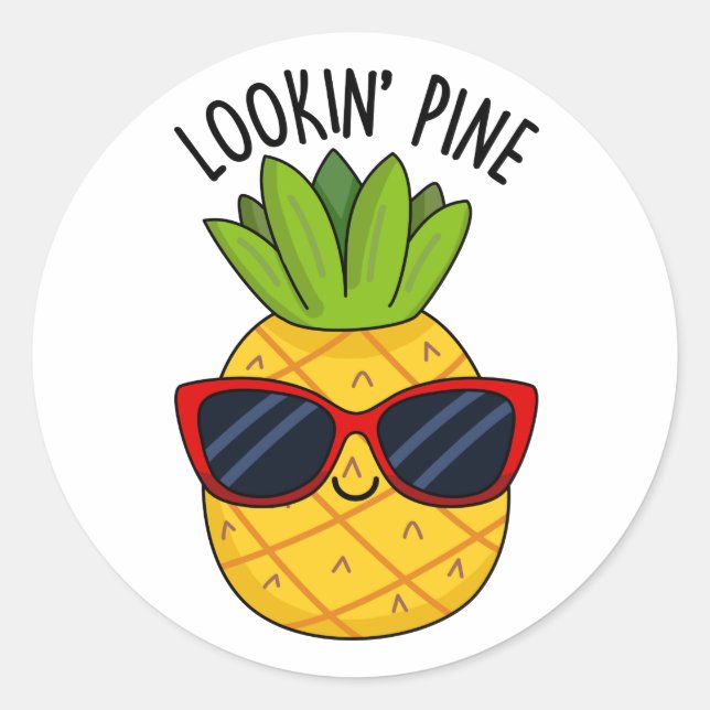 Pegatina Redonda Pine Funny Pineapple Pun (Anverso)