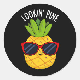 Pegatina Redonda Pine Funny Pineapple Pun Dark BG