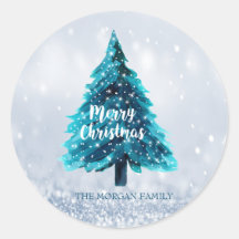 Pine Tree Merry Navidad Azul