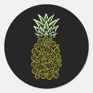 Pegatina Redonda Pineapple Aloha Bebe Voleibol de playa Hawaii -