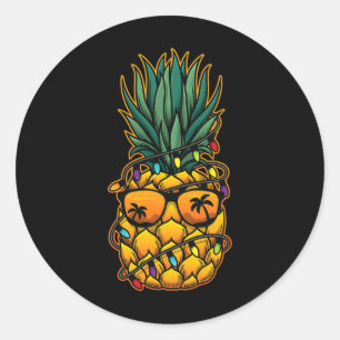 Pegatina Redonda Pineapple Divertido Navidad En Julio Mujeres Hombr