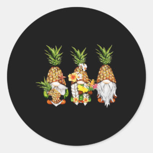 Pegatina Redonda Pineapple Gnomes Bebe Summer Aloha Hawaii Hawai