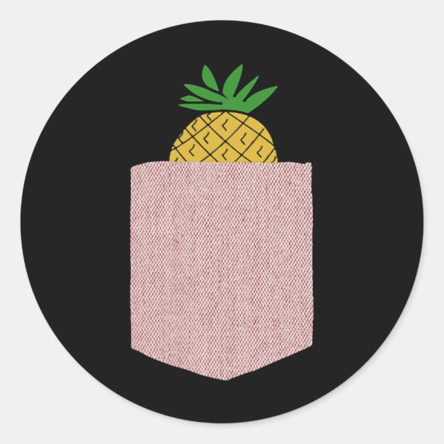 Pegatina Redonda Pineapple Shirt Pineapple Fruit Gift Pocket Pineap (Anverso)