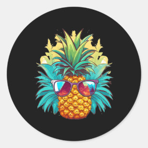 Pegatina Redonda Pineapple Sungles Aloha Bebe Hawaii Me