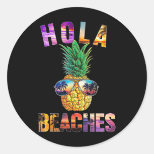 Pegatina Redonda Pineapple Sungles Aloha Bebe Hawaii Wo