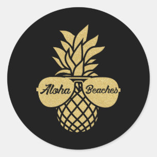 Pegatina Redonda Pineapple Sungles T Shirt Aloha Bebe Hawaiian H