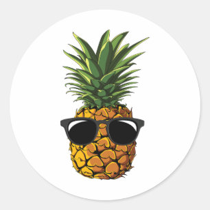 Pegatina Redonda Pineapple Sungles T Shirt Aloha Bebe Hawaiian H