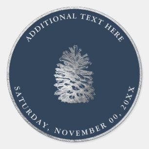 PEGATINA REDONDA PINECONE FAUX SILVER DIY BACKGROUND
