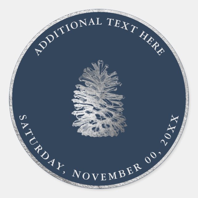 PEGATINA REDONDA PINECONE FAUX SILVER|DIY BACKGROUND (Anverso)