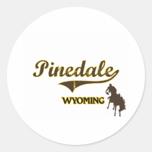 Pegatina Redonda Pinedale Wyoming City Classic