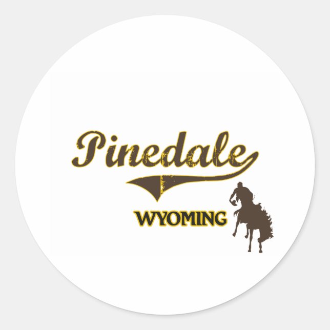 Pegatina Redonda Pinedale Wyoming City Classic (Anverso)