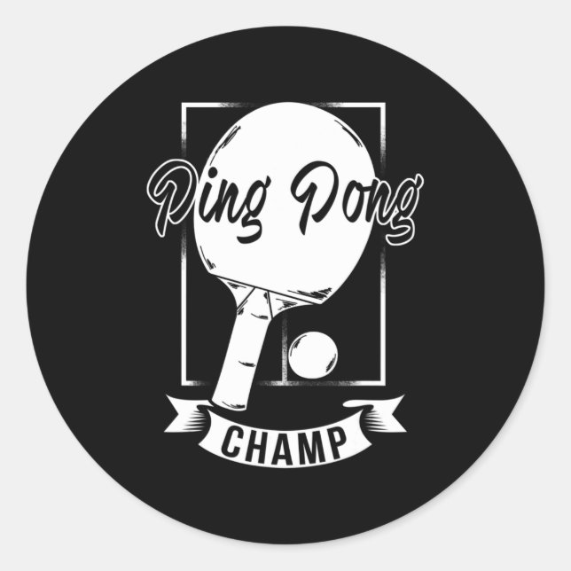 Pegatina Redonda Ping Pong Champ Fun Table Tenis Player Tee (Anverso)