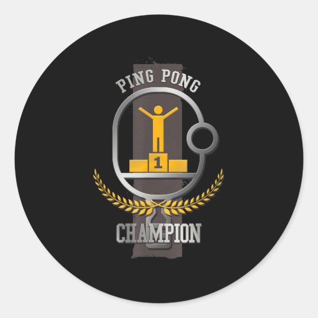 Pegatina Redonda Ping Pong Champion Fun Table Jugador de tenis (Anverso)