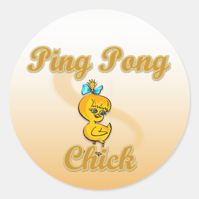 Pegatina Redonda Ping Pong Chick (Anverso)