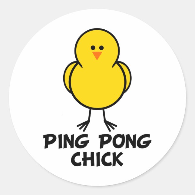 Pegatina Redonda Ping Pong Chick (Anverso)