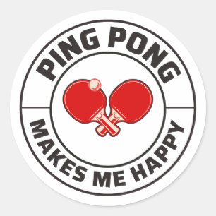 Pegatina Redonda Ping Pong Jugador Mesa de Tenis