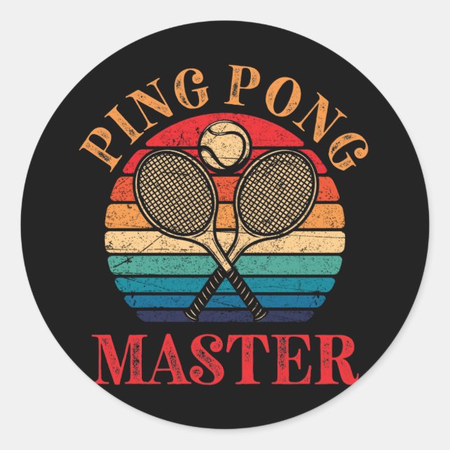 Pegatina Redonda Ping Pong Master Table Tennis Paddle (Anverso)