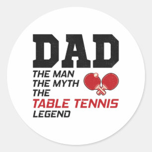 Pegatina Redonda Ping Pong Player Mesa Tennis Dad Day