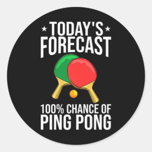 Pegatina Redonda Ping Pong Table Tennis Player Balls Paddle Game