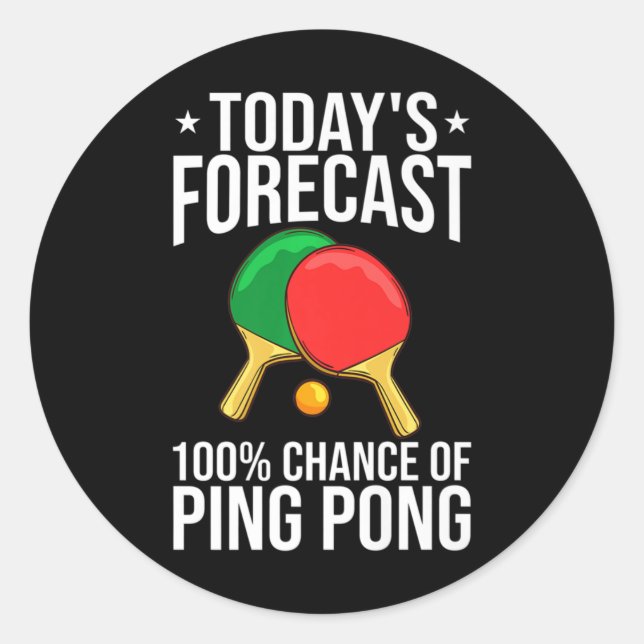Pegatina Redonda Ping Pong Table Tennis Player Balls Paddle Game (Anverso)