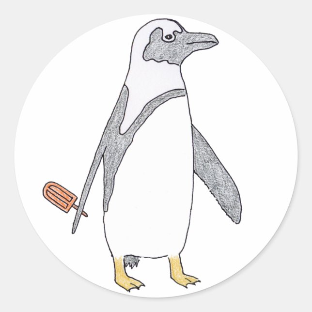 Pegatina Redonda pingüino (Anverso)
