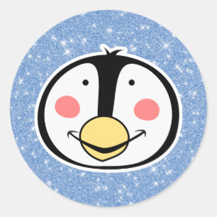 Pegatina Redonda Pingüino