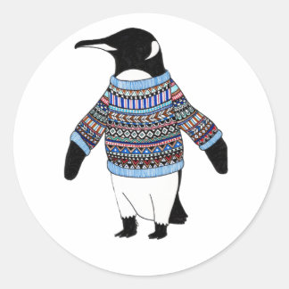 Pegatina Redonda Pingüino