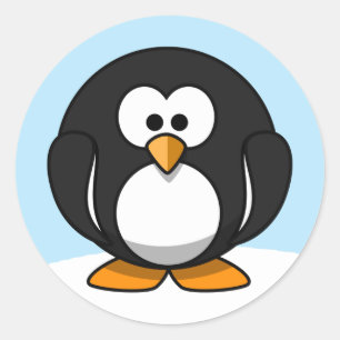 Pegatina Redonda Pingüino