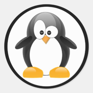 Pegatina Redonda Pingüino