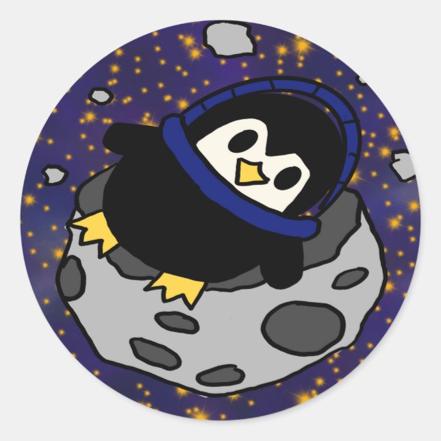 Pegatina Redonda pingüino (Anverso)