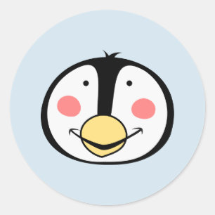 Pegatina Redonda Pingüino