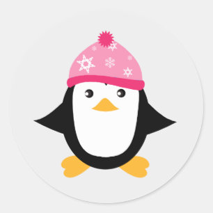 Pegatina Redonda Pingüino
