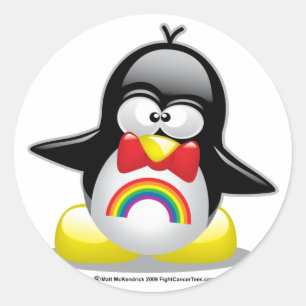 Pegatina Redonda Pingüino arcoiris LGBT
