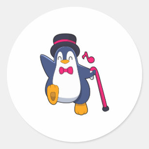 Pegatina Redonda Pingüino como Groom con el empate