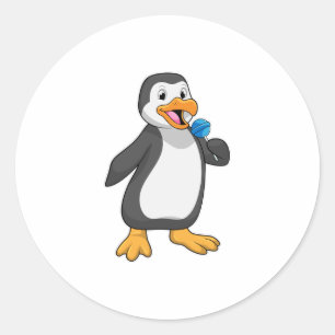 Pegatina Redonda Pingüino con dulces de Lollipop