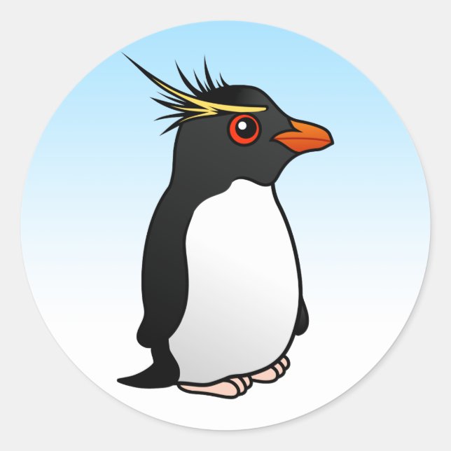 Pegatina Redonda Pingüino Cute Rockhopper (Anverso)