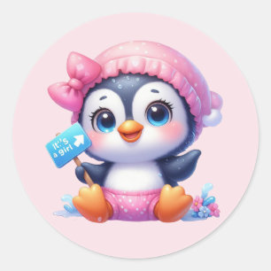 Pegatina Redonda Pingüino de bebé