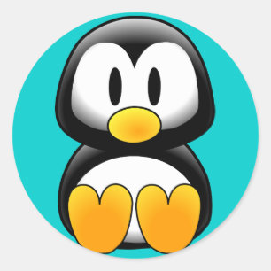 Pegatina Redonda Pingüino de bebé gracioso