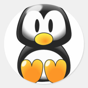 Pegatina Redonda Pingüino de bebé lindo - personalizable